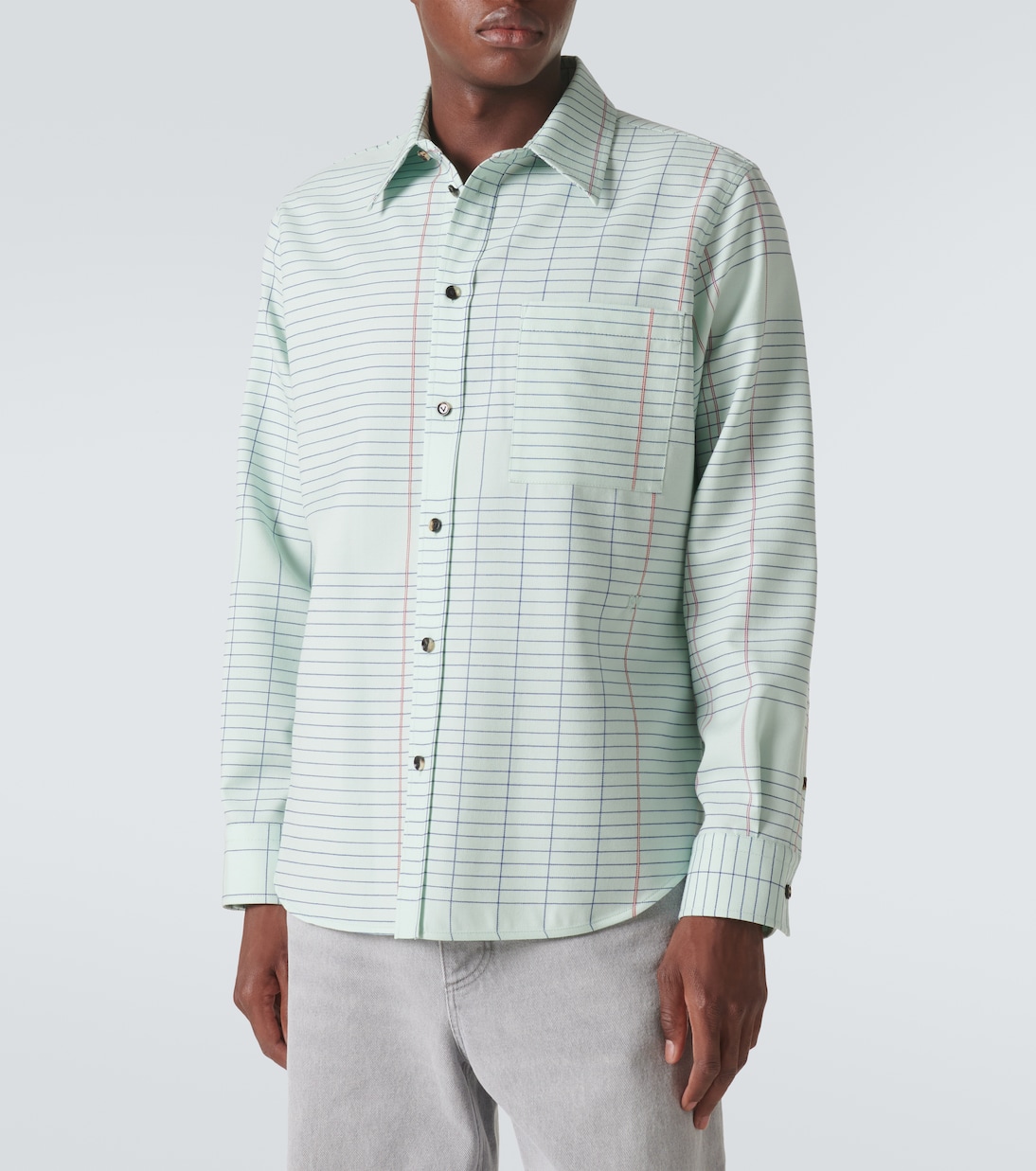 Camicia in twill di lana a quadri | Bottega Veneta