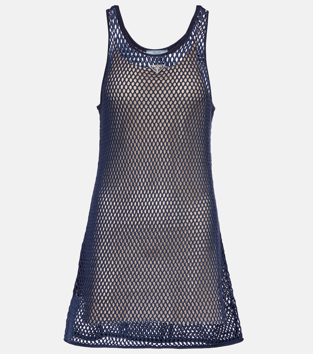 Abito corto in mesh di cotone | Prada