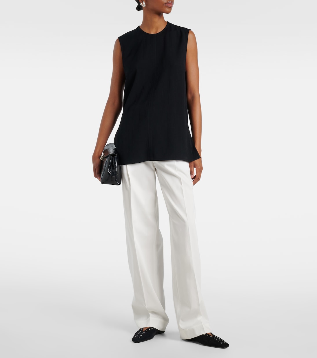 Pantaloni regular in cotone a vita alta | Toteme