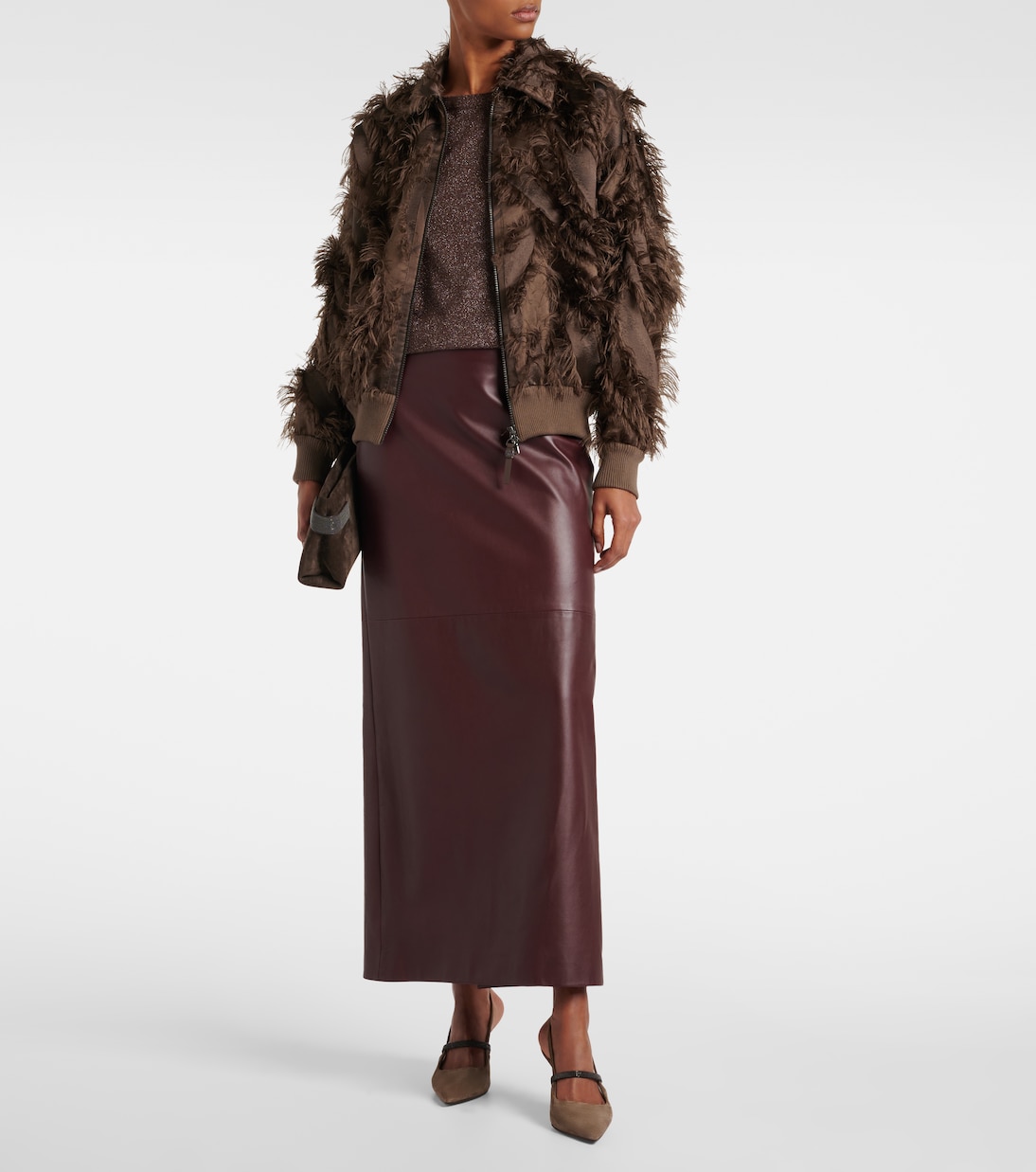 Maxirock aus Leder | Brunello Cucinelli