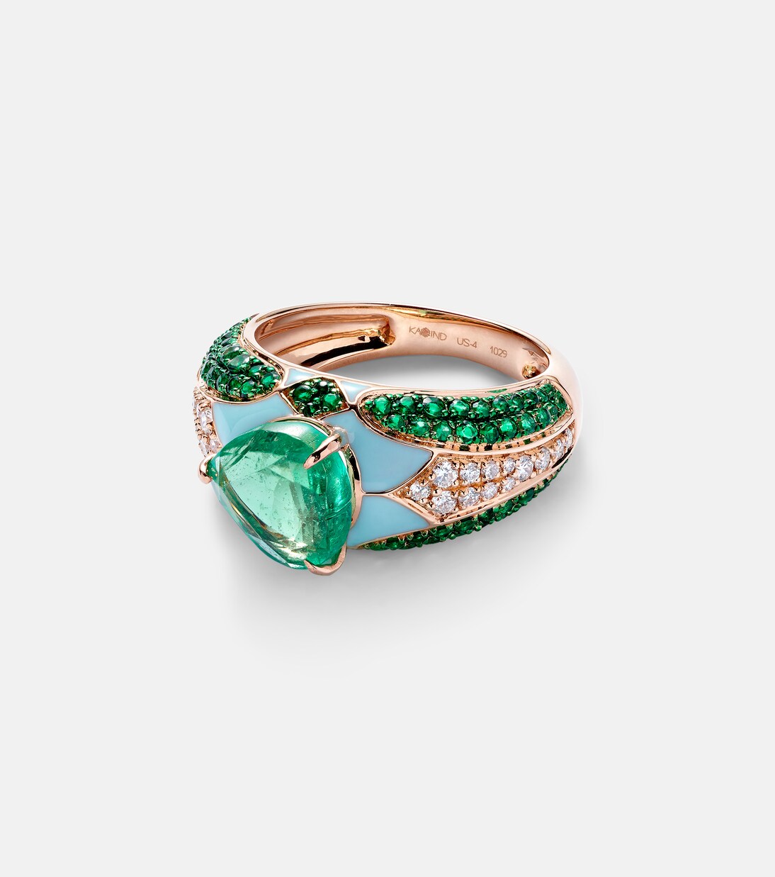 Anillo para meñique Oasis de oro de 18 ct con esmeralda y diamantes | Kamyen