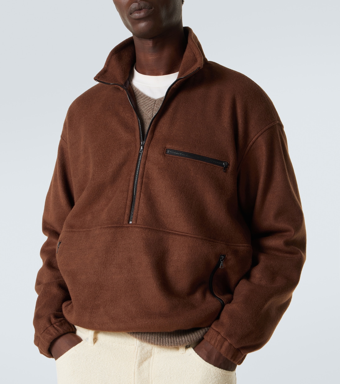 Silk fleece half-zip sweater | Auralee