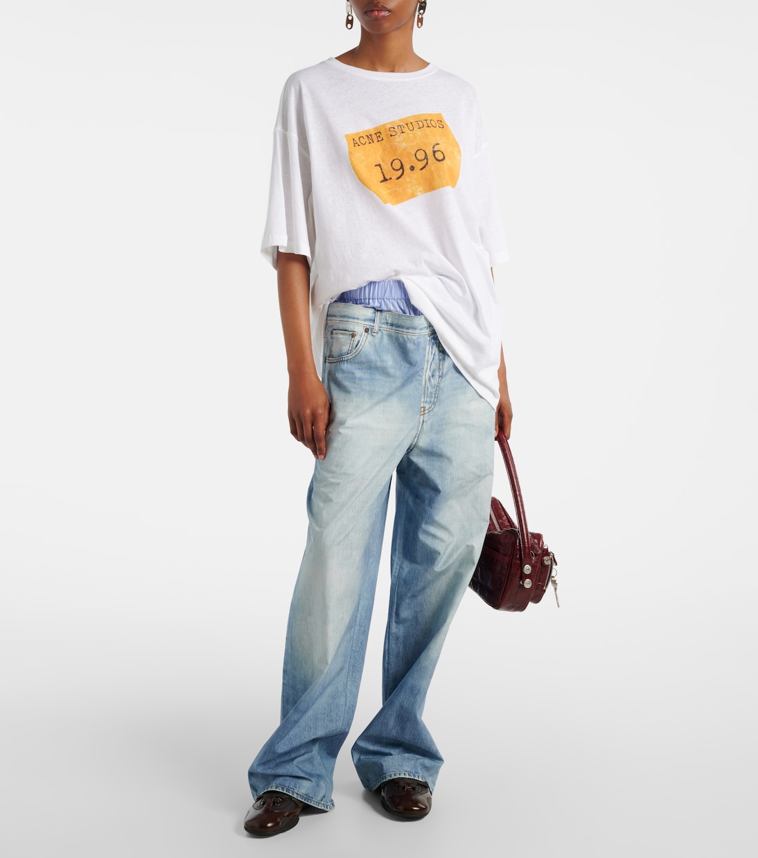 Camiseta en mezcla de jersey con logo | Acne Studios