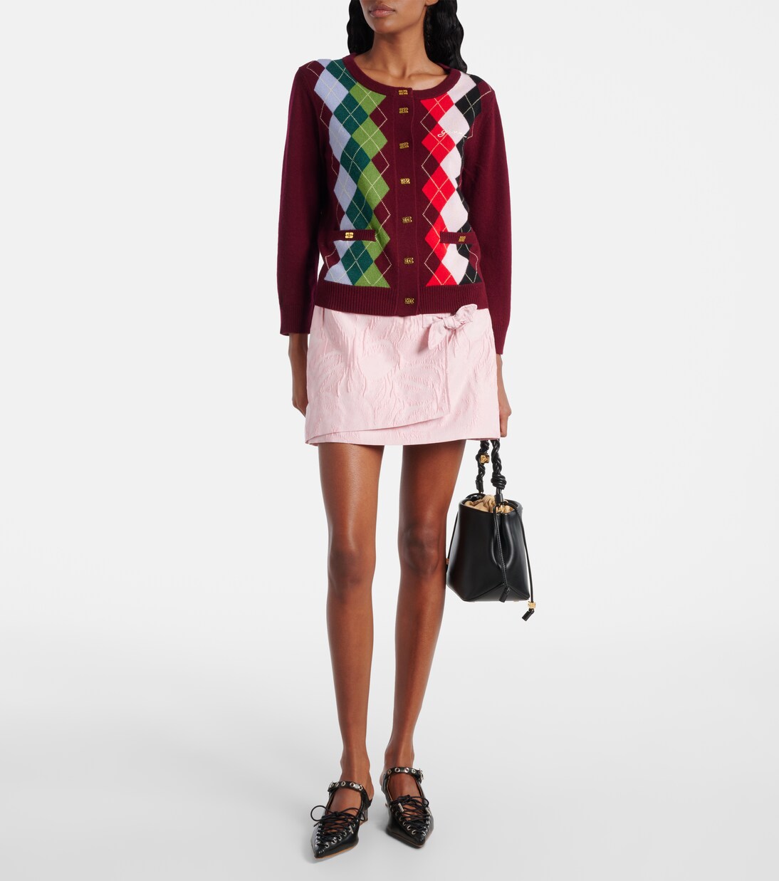 Argyle wool and cashmere cardigan | Ganni