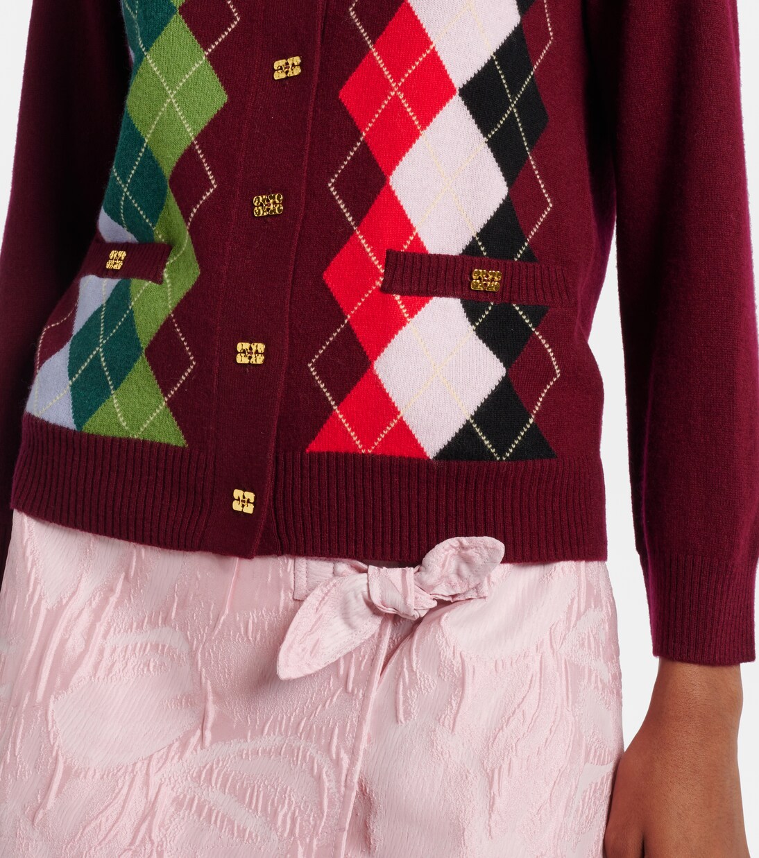 Argyle wool and cashmere cardigan | Ganni