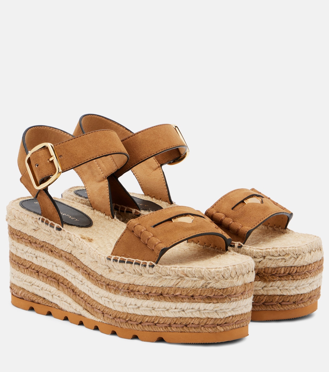 Faux suede-trimmed espadrille sandals | Stella McCartney
