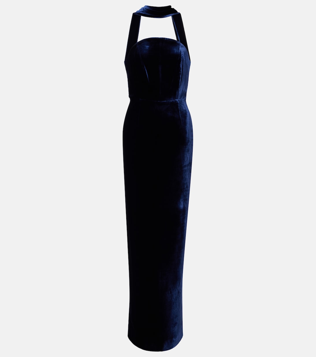 Scarf-detail velvet corset gown | Roland Mouret