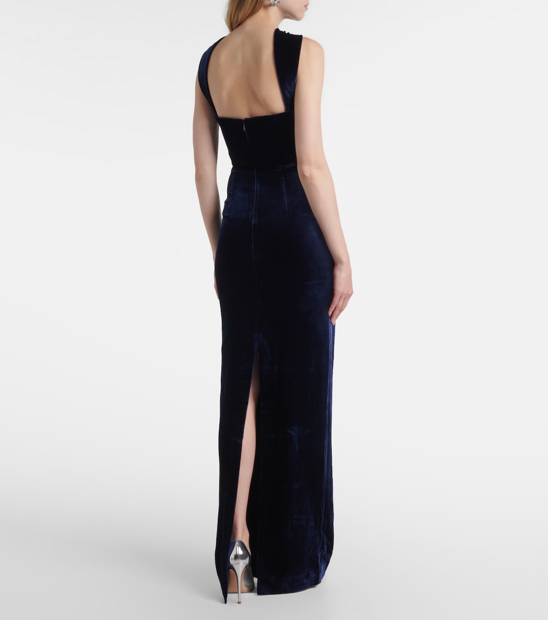 Scarf-detail velvet corset gown | Roland Mouret