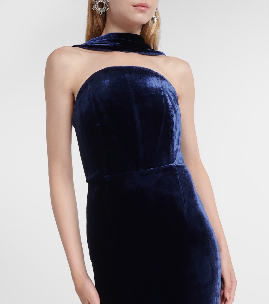 Scarf-detail velvet corset gown | Roland Mouret