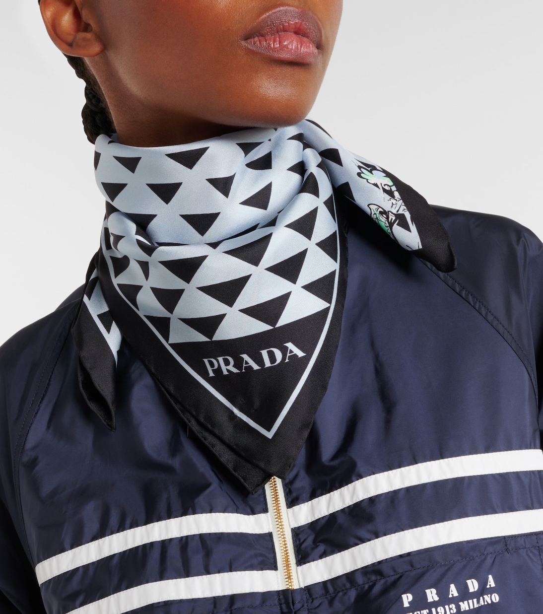 Printed silk twill scarf | Prada
