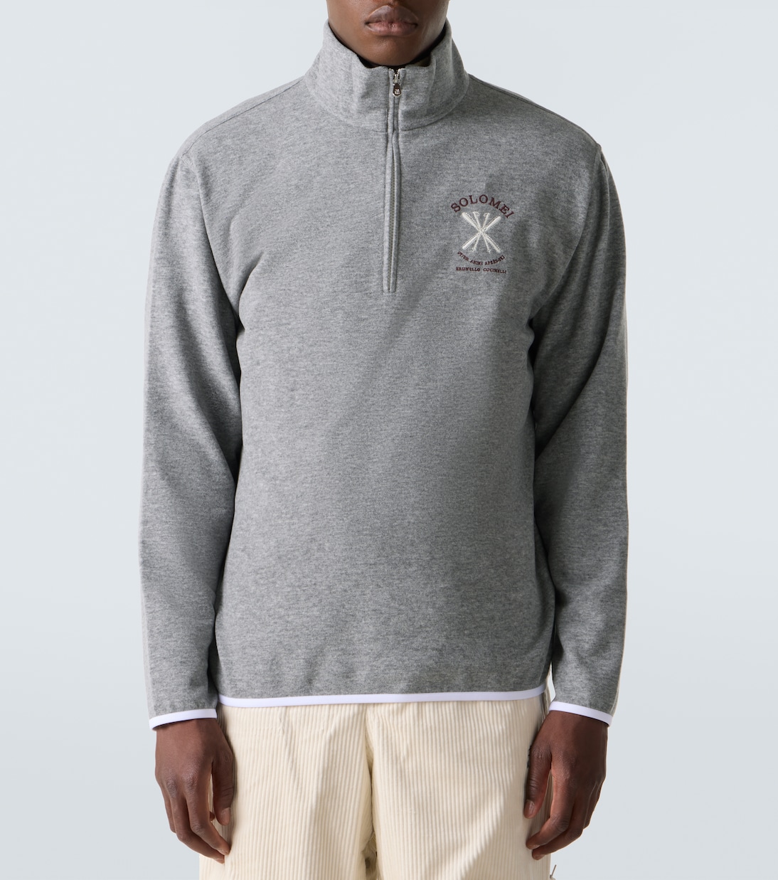 Cashmere and cotton-blend half-zip sweatshirt | Brunello Cucinelli
