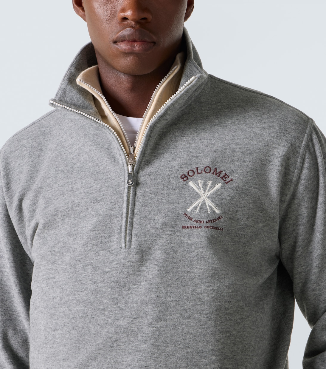 Cashmere and cotton-blend half-zip sweatshirt | Brunello Cucinelli