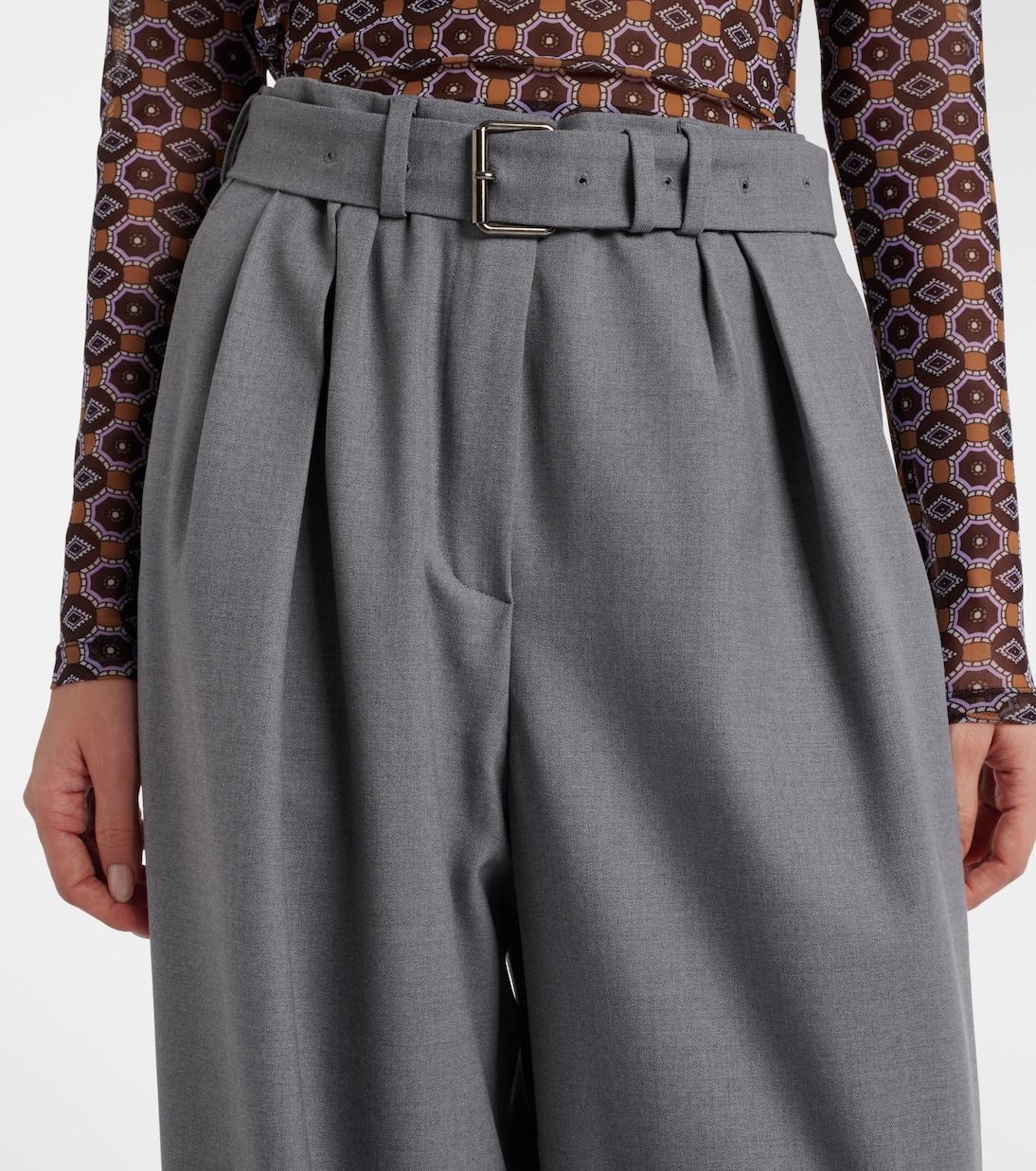 Belted wool-blend wide-leg pants | Dries Van Noten