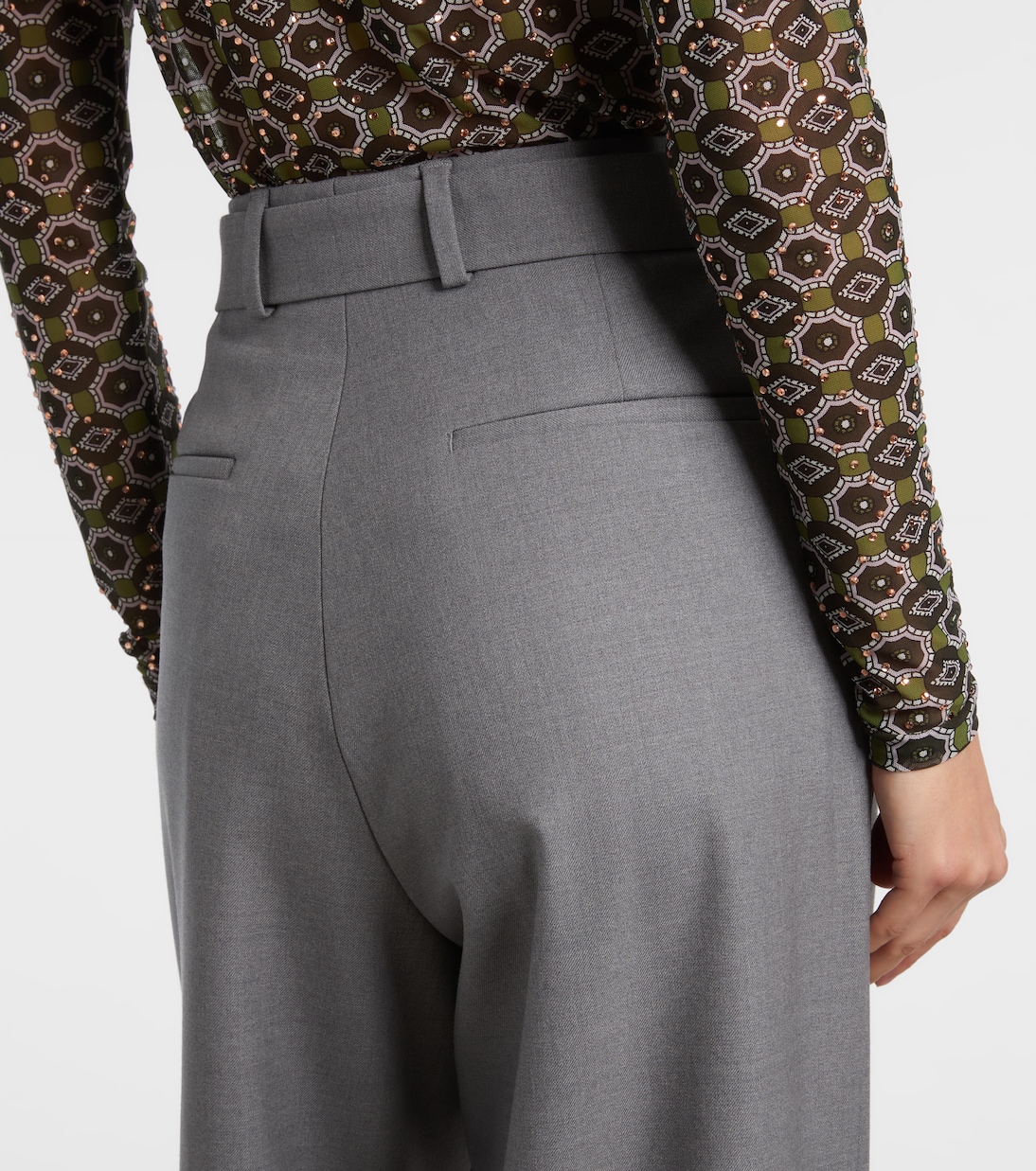 Belted wool-blend wide-leg pants | Dries Van Noten