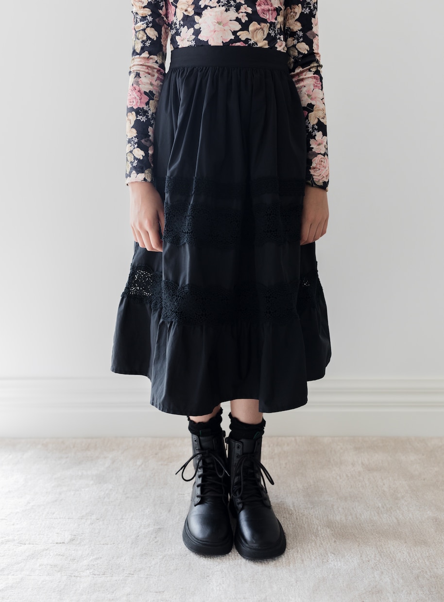 Gonna in cotone con pizzo | Petite Amalie  