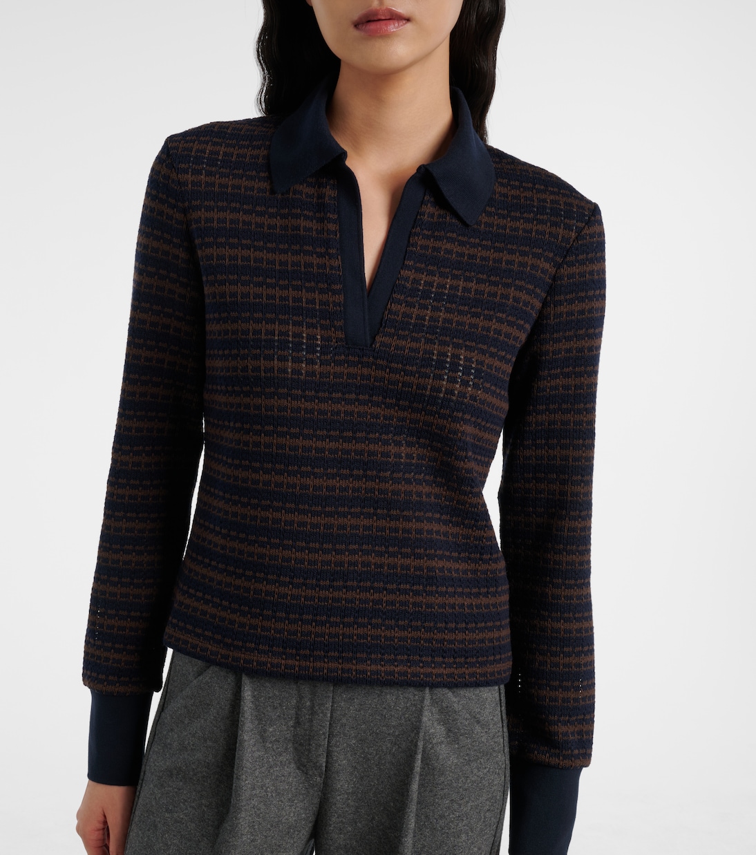 Kamal striped polo sweater | Veronica Beard