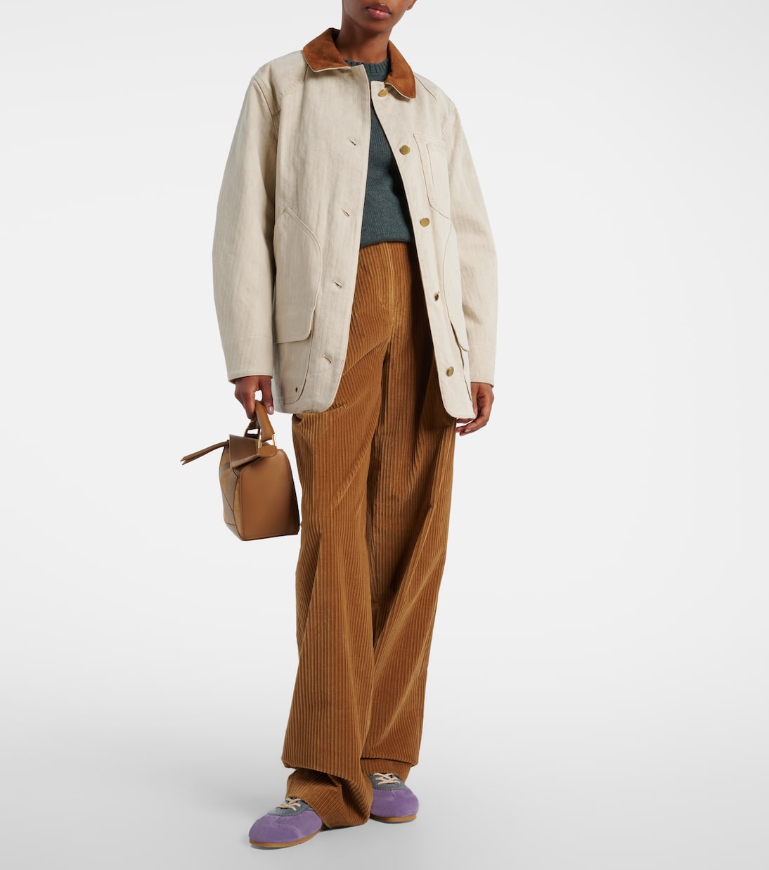 Abbas suede-trimmed cotton field jacket | Veronica Beard