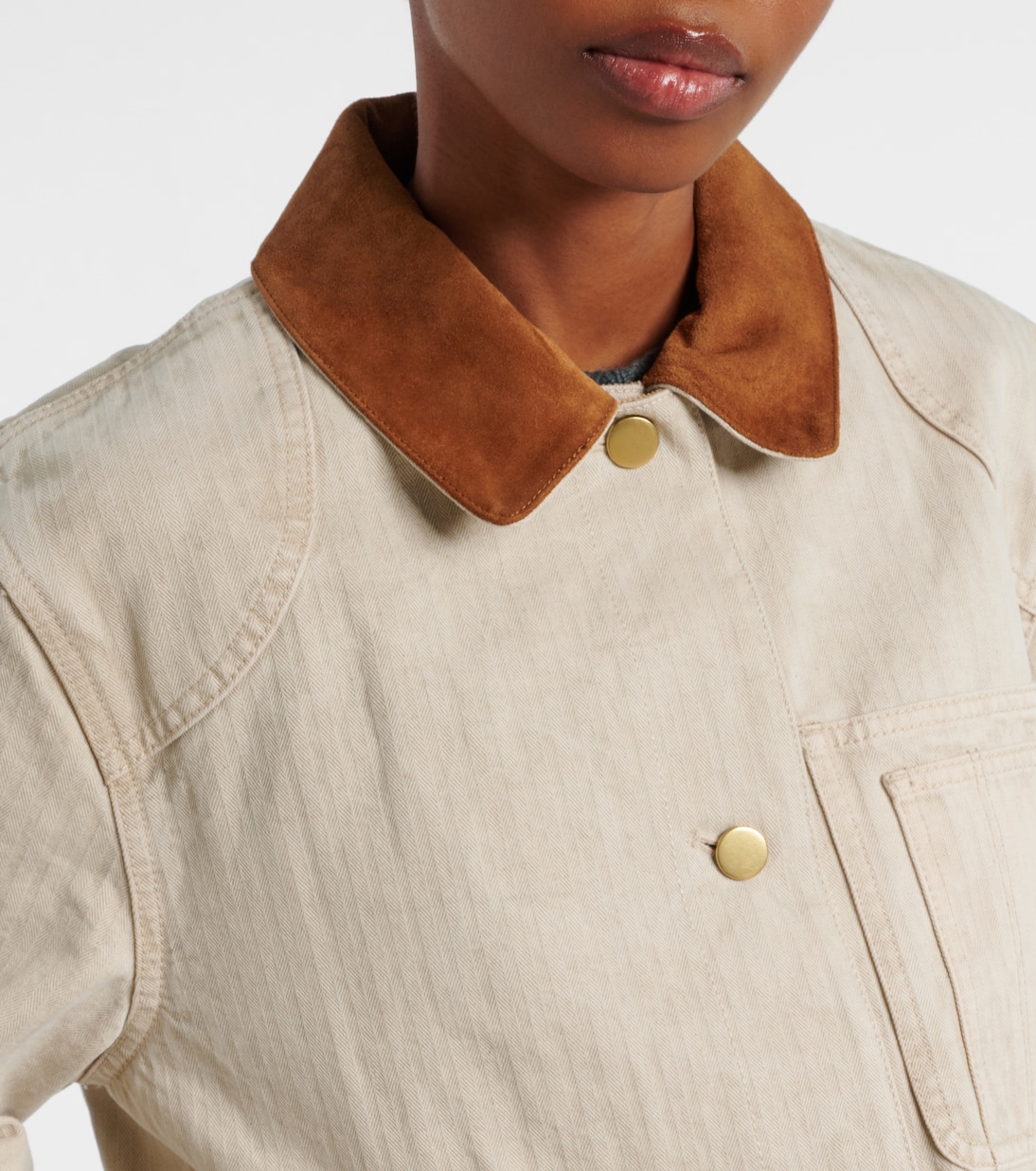 Abbas suede-trimmed cotton field jacket | Veronica Beard