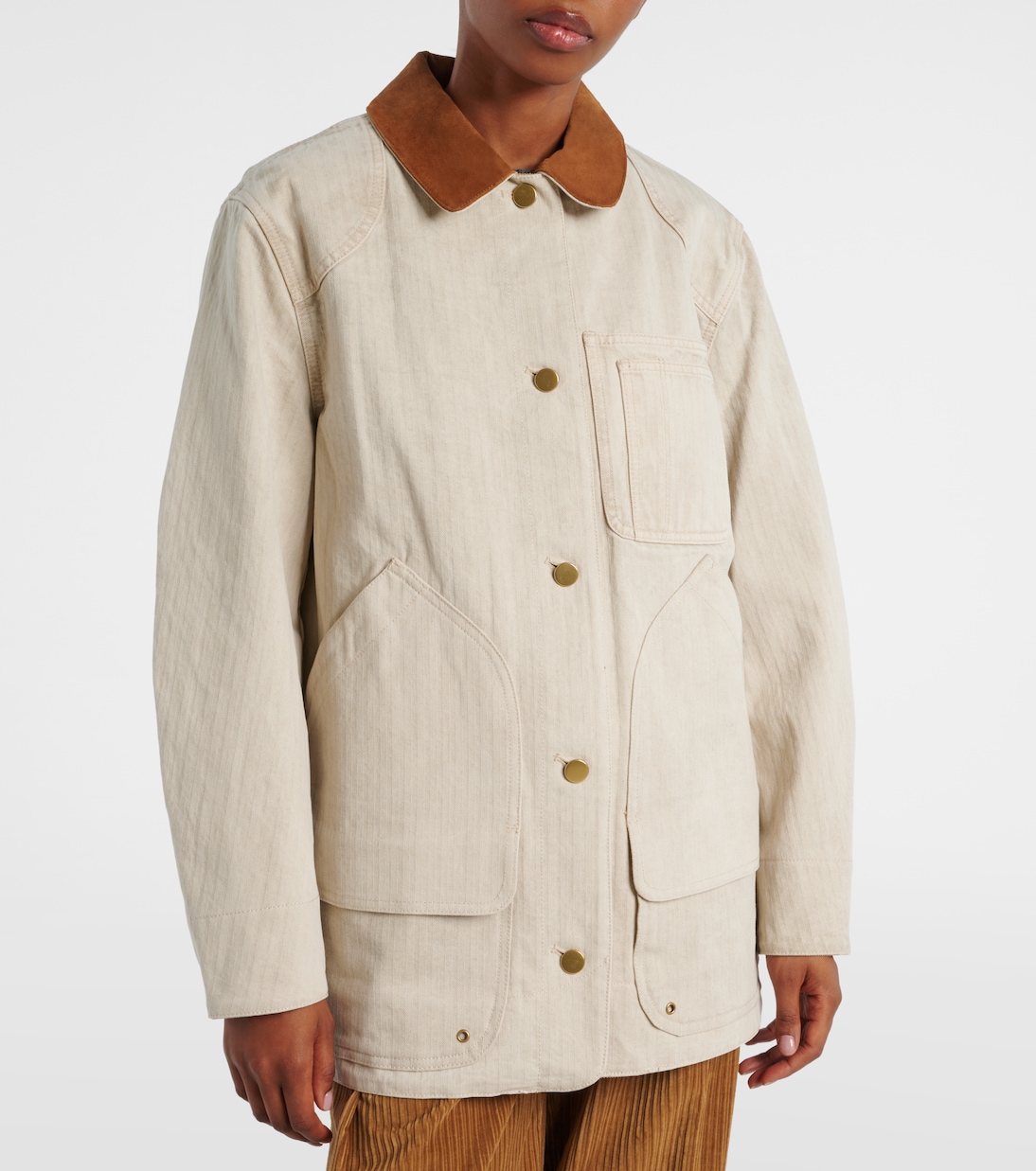 Abbas suede-trimmed cotton field jacket | Veronica Beard