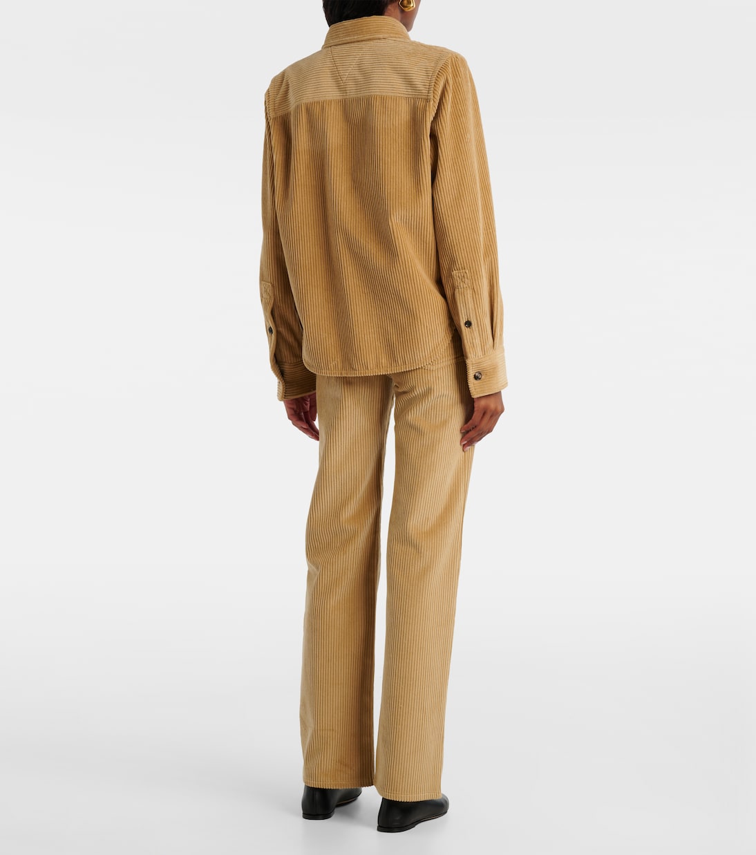 Leather-trimmed cotton corduroy shirt | Bottega Veneta