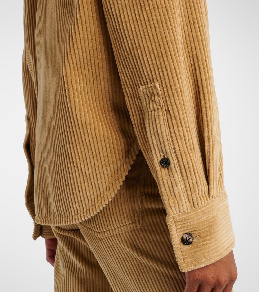 Leather-trimmed cotton corduroy shirt | Bottega Veneta