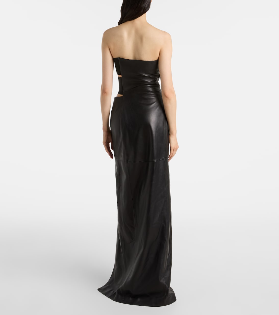 Cutout asymmetric leather maxi dress | Jean Paul Gaultier