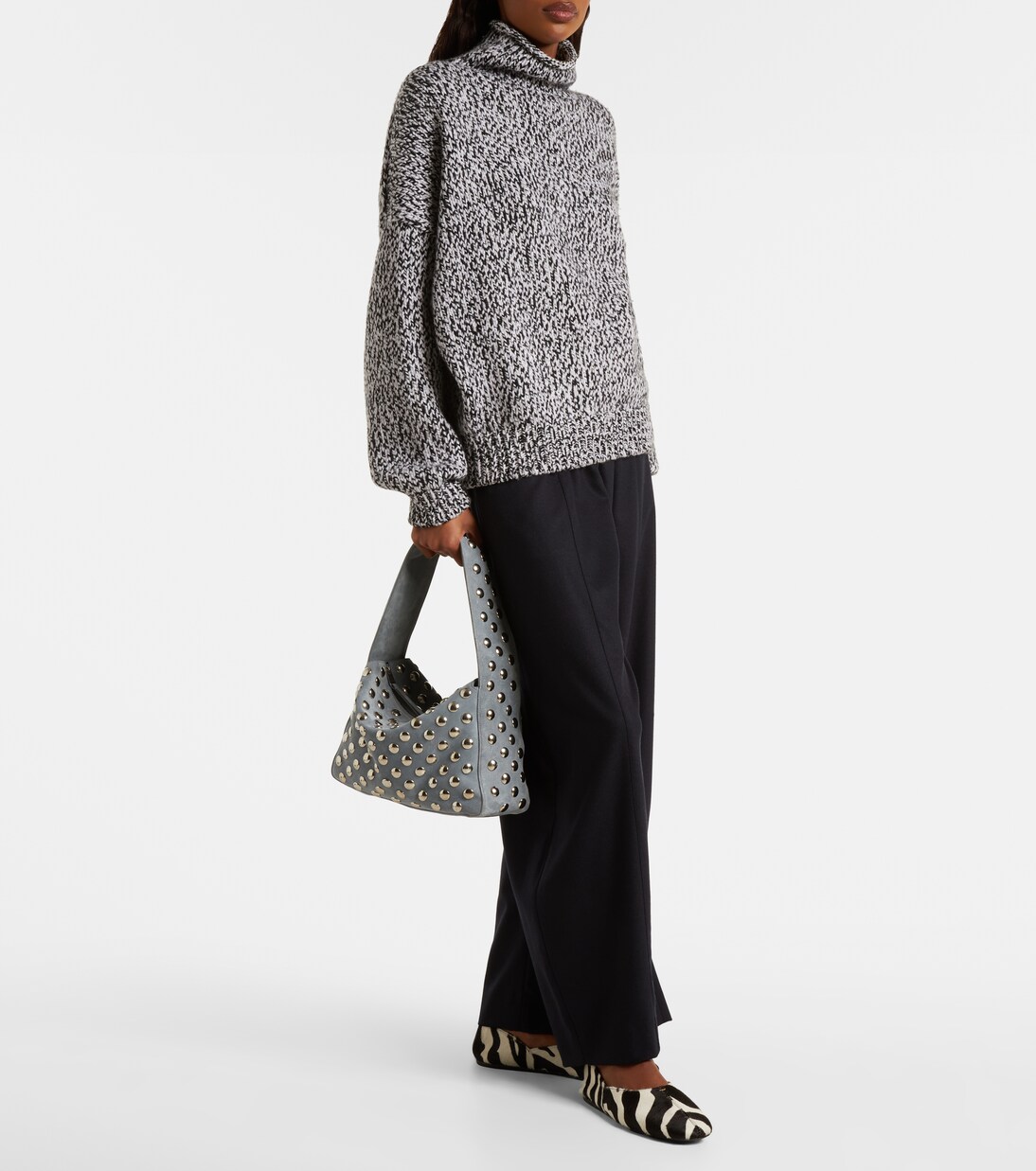 Elena Medium studded suede shoulder bag | Khaite