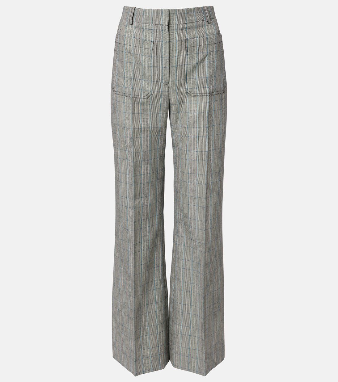 Checked virgin wool straight pants | Victoria Beckham