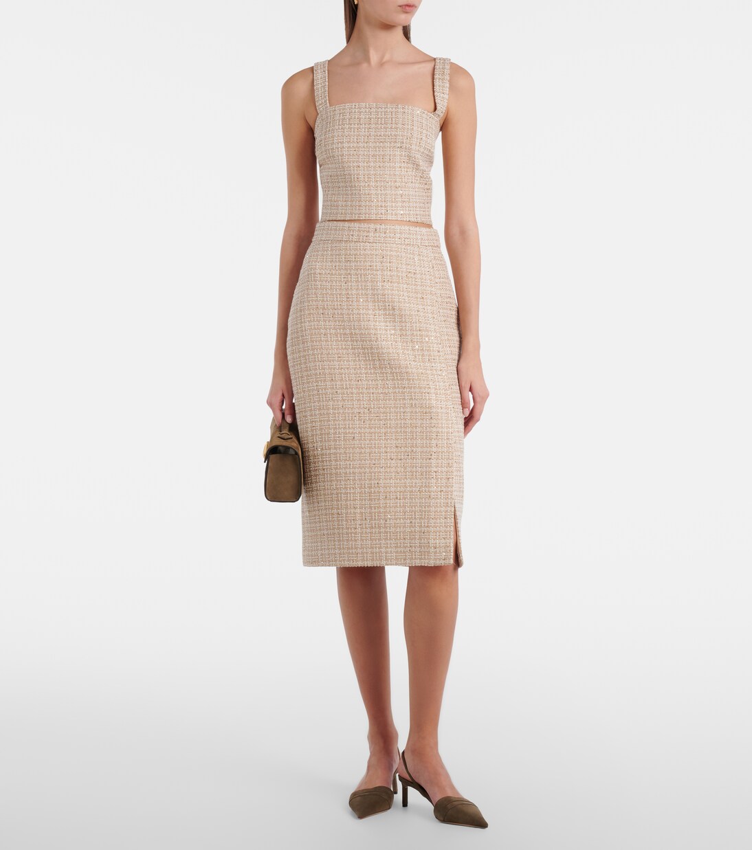 Cropped-Top aus Tweed mit Pailletten | Elie Saab