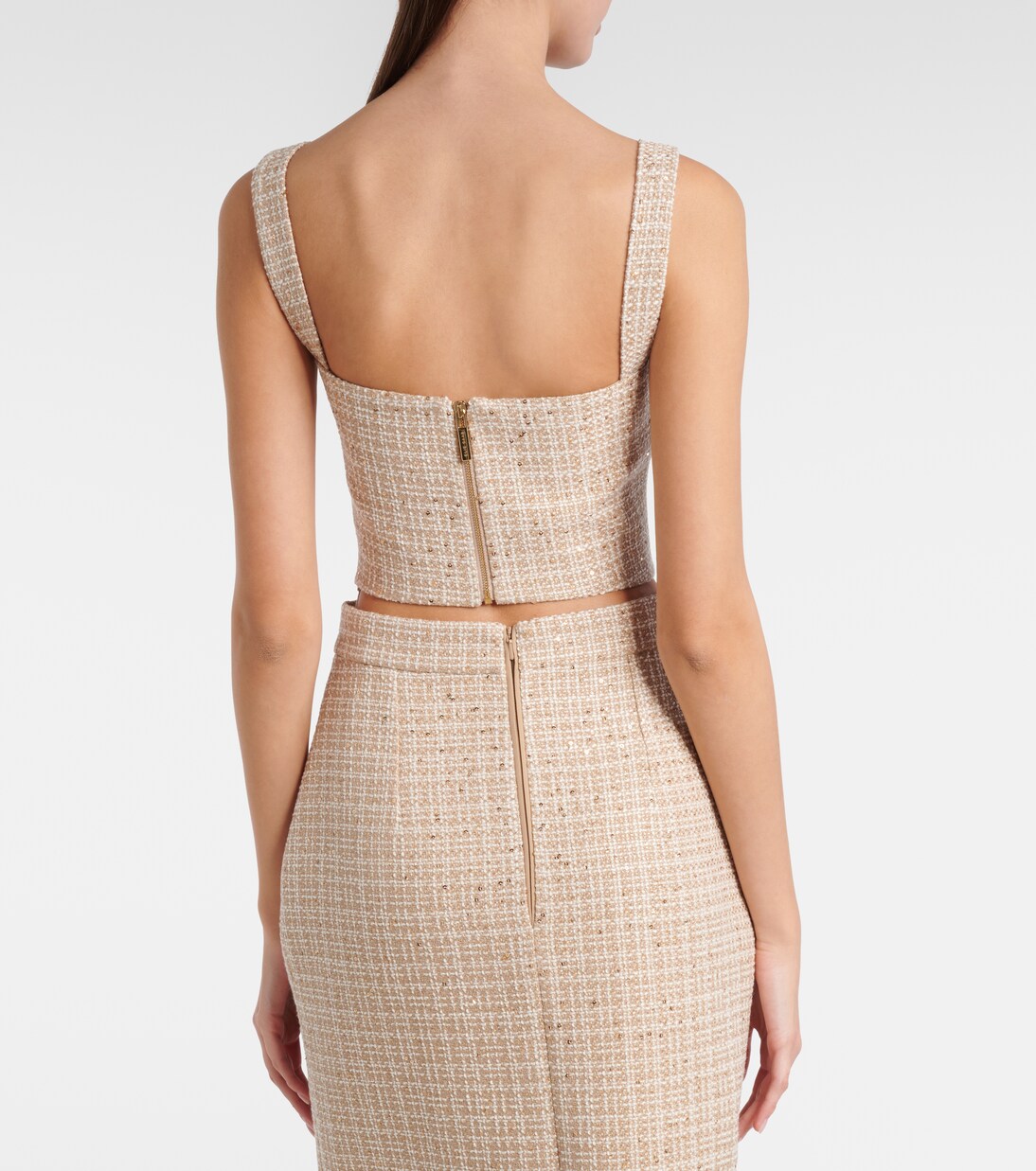 Cropped-Top aus Tweed mit Pailletten | Elie Saab