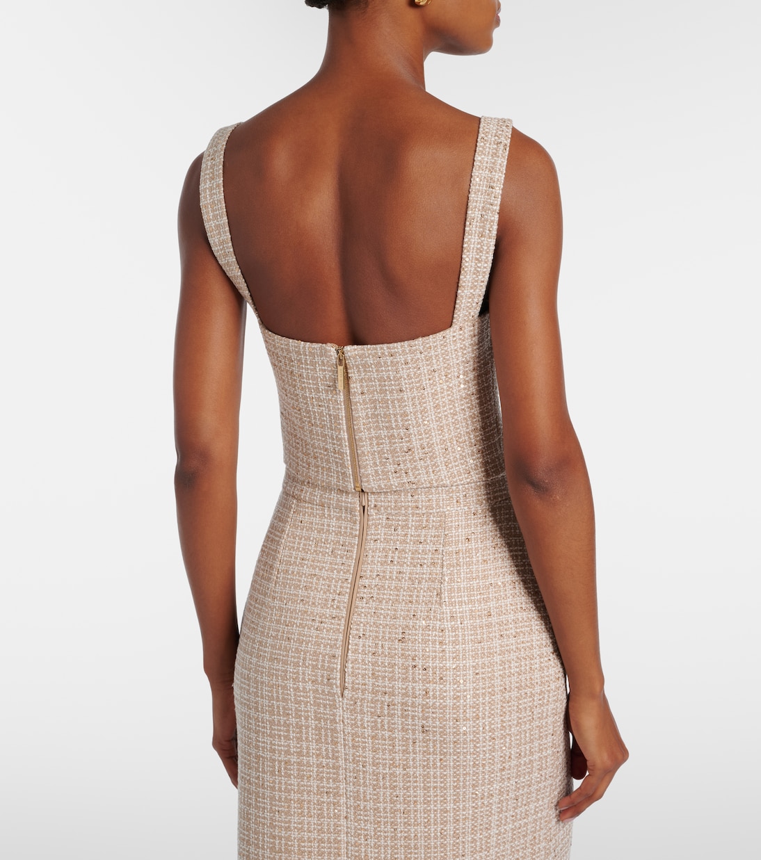 Cropped-Top aus Tweed mit Pailletten | Elie Saab