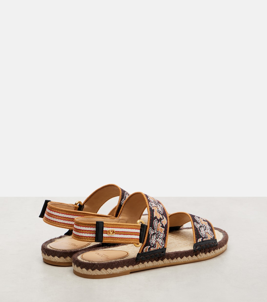 Sandalias Bribri de rafia con piel | Valentino Garavani