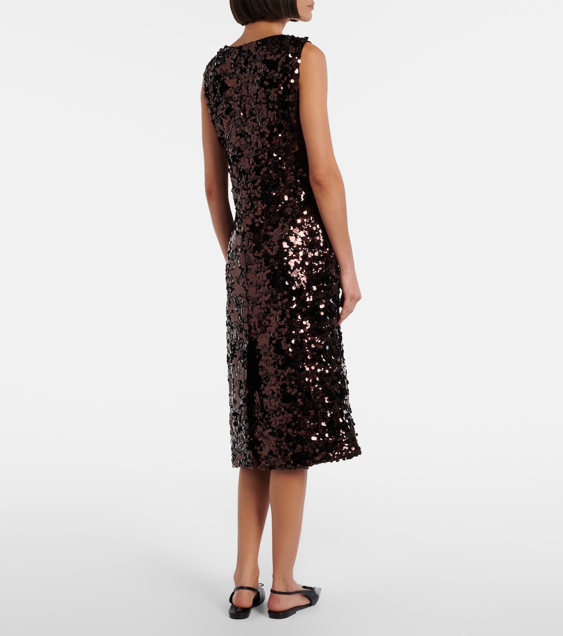 Bow-detail sequined midi dress | Ganni