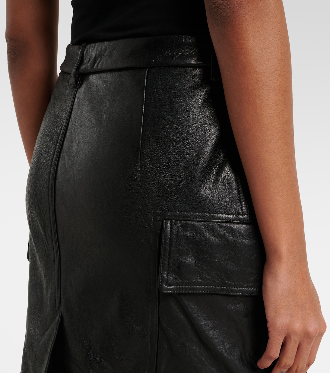 Jupe midi Firbanks en cuir | Rick Owens