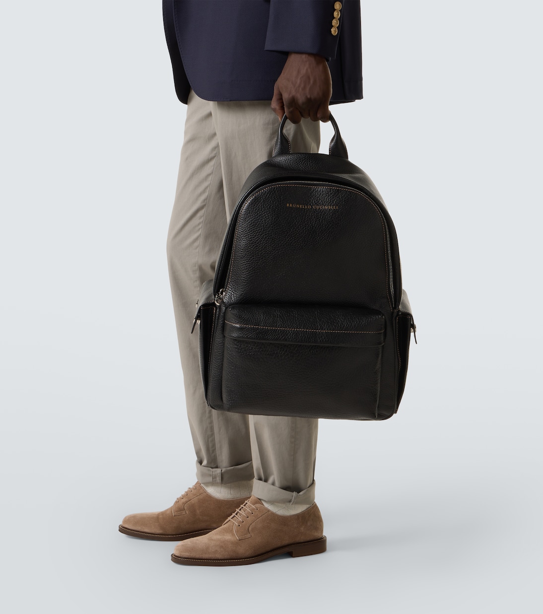 Logo leather backpack | Brunello Cucinelli