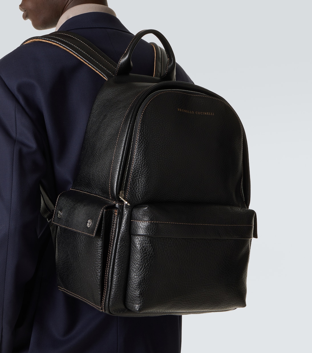 Logo leather backpack | Brunello Cucinelli