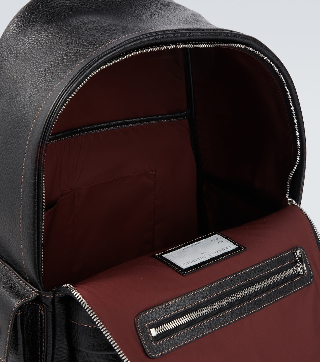 Logo leather backpack | Brunello Cucinelli