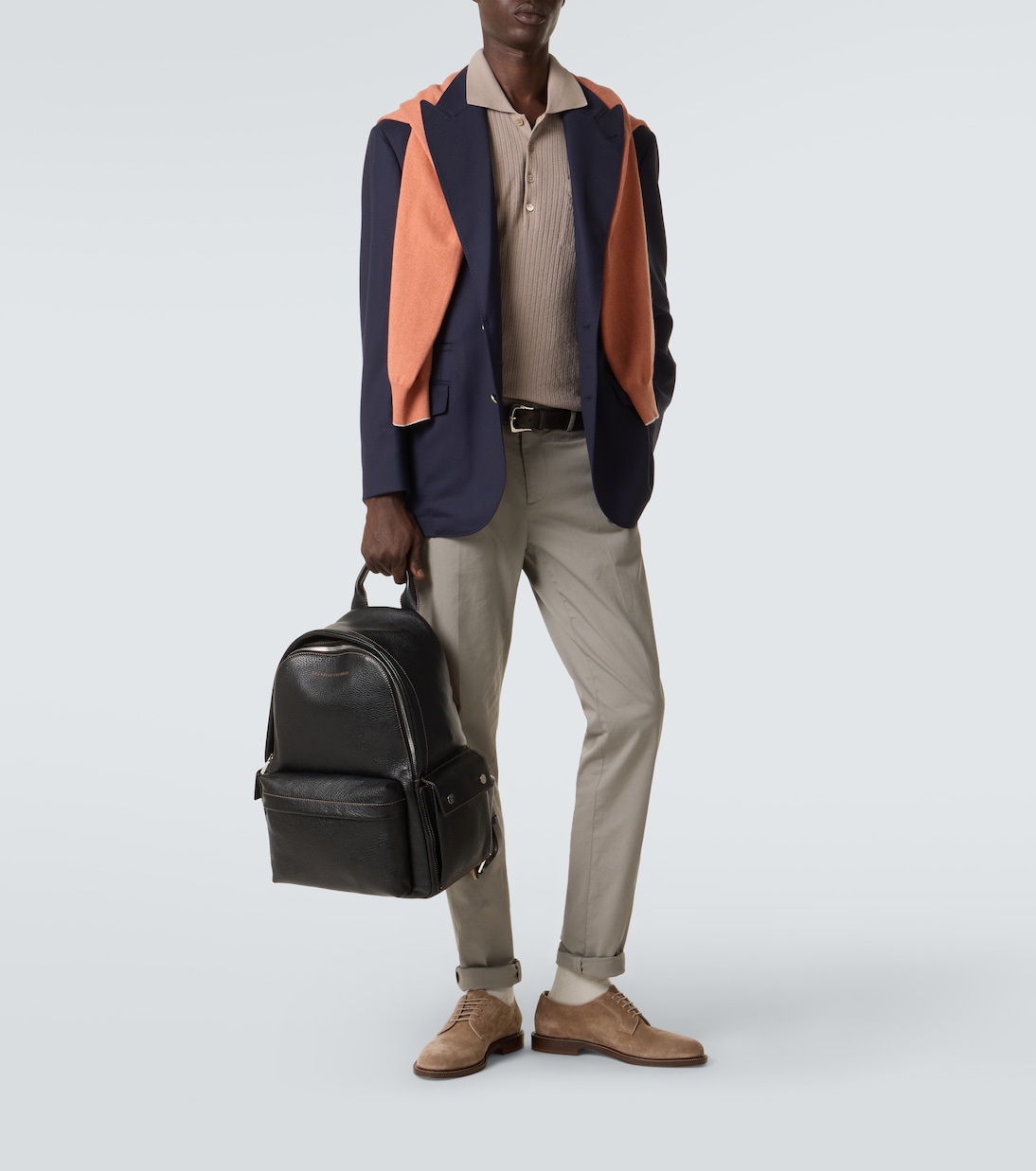 Logo leather backpack | Brunello Cucinelli