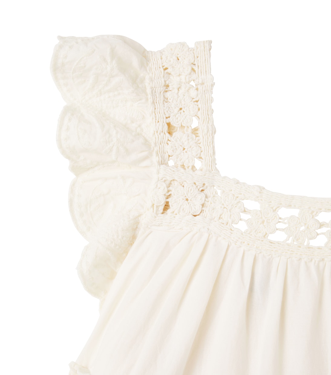 Lace-trimmed tiered cotton dress | Bonton