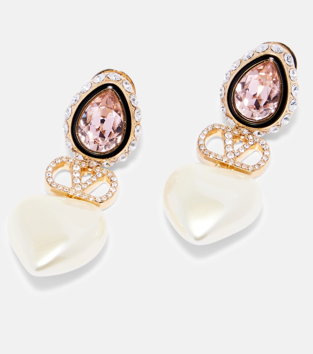 Ohrringe VLogo mit Kristallen und Zierperlen | Valentino