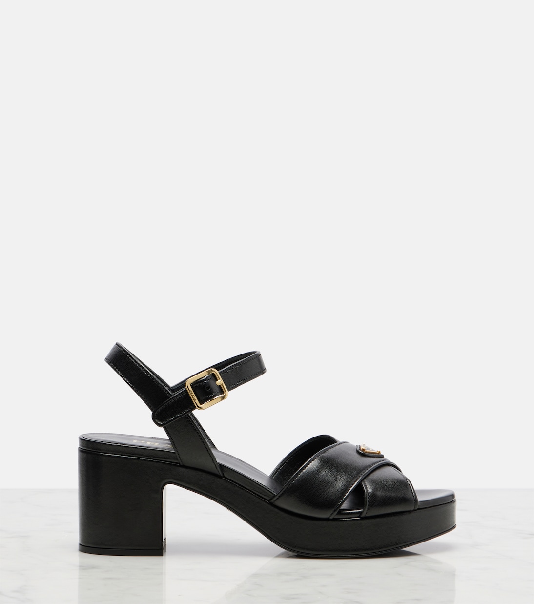 Leather platform sandals | Prada