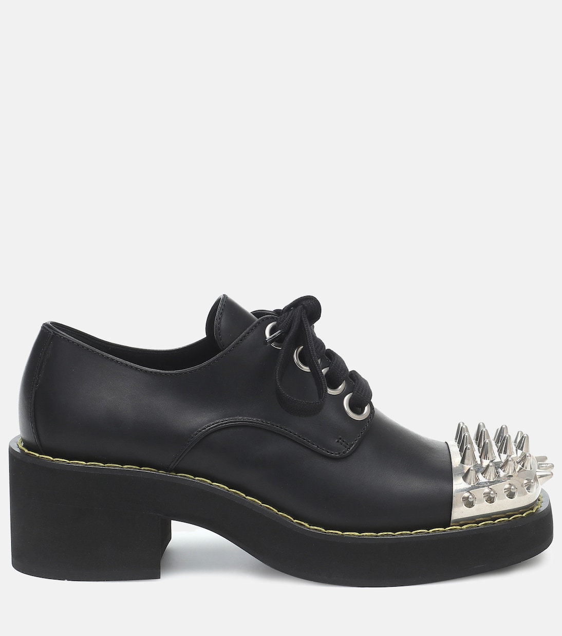 Stringate in pelle con borchie | Miu Miu