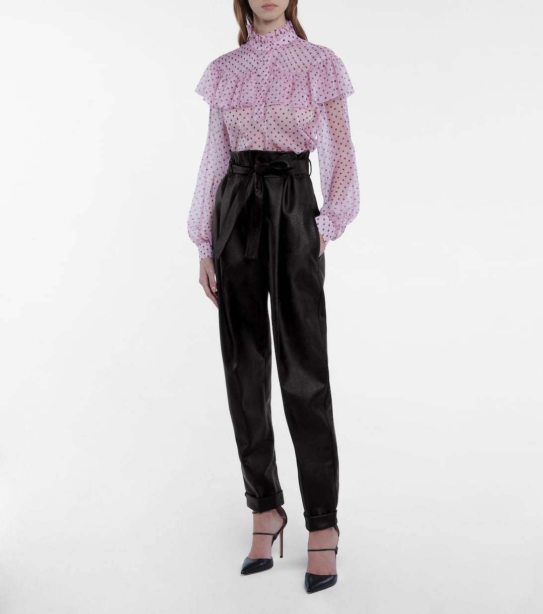 Pantalon paper bag en cuir synthétique | Philosophy di Lorenzo Serafini