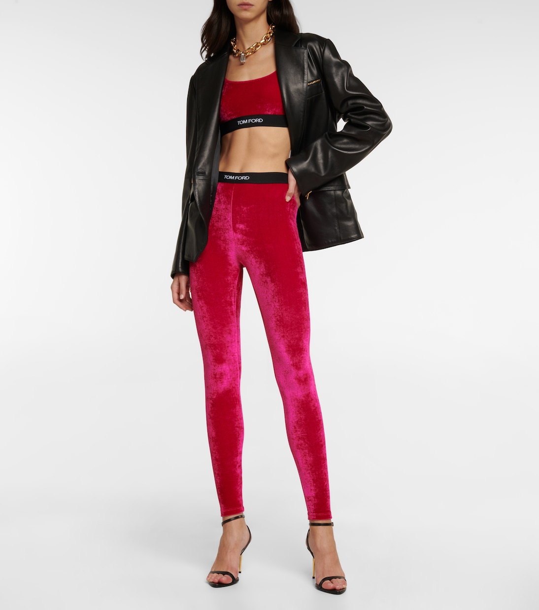 Logo velvet leggings | Tom Ford