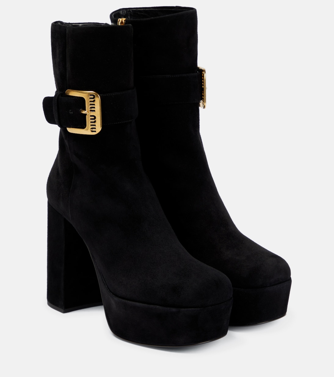 Suede platform ankle boots | Miu Miu