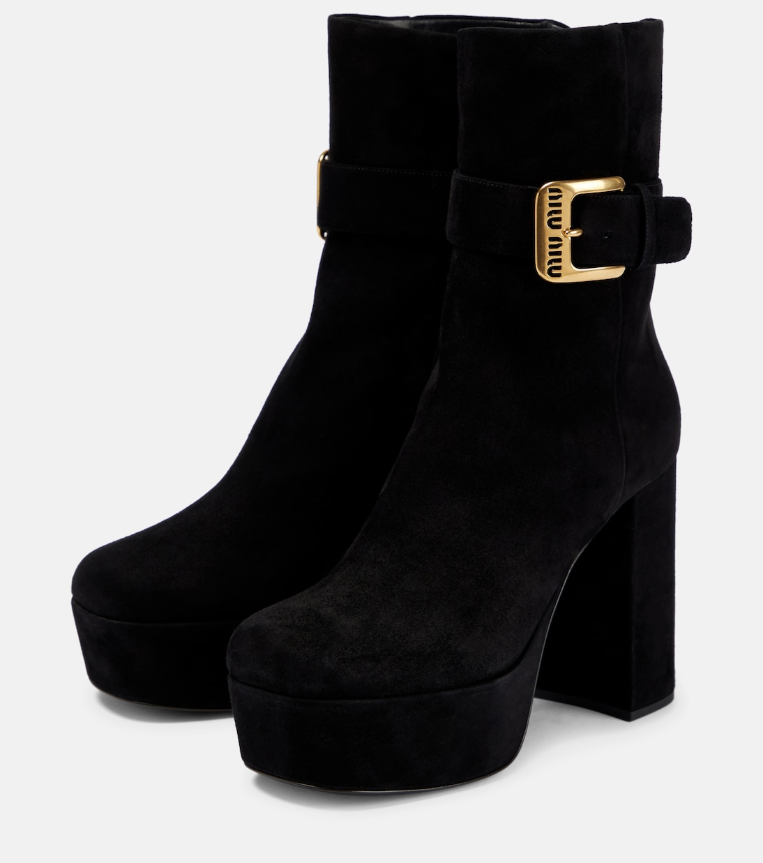 Suede platform ankle boots | Miu Miu
