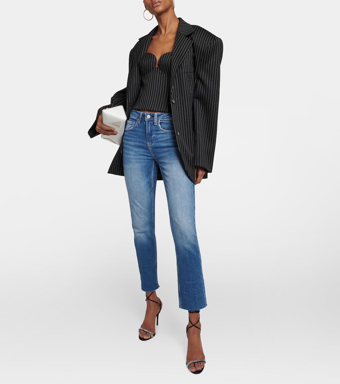 جينز سليم بخصر متوسط الإرتفاع Girlfriend | AG Jeans
