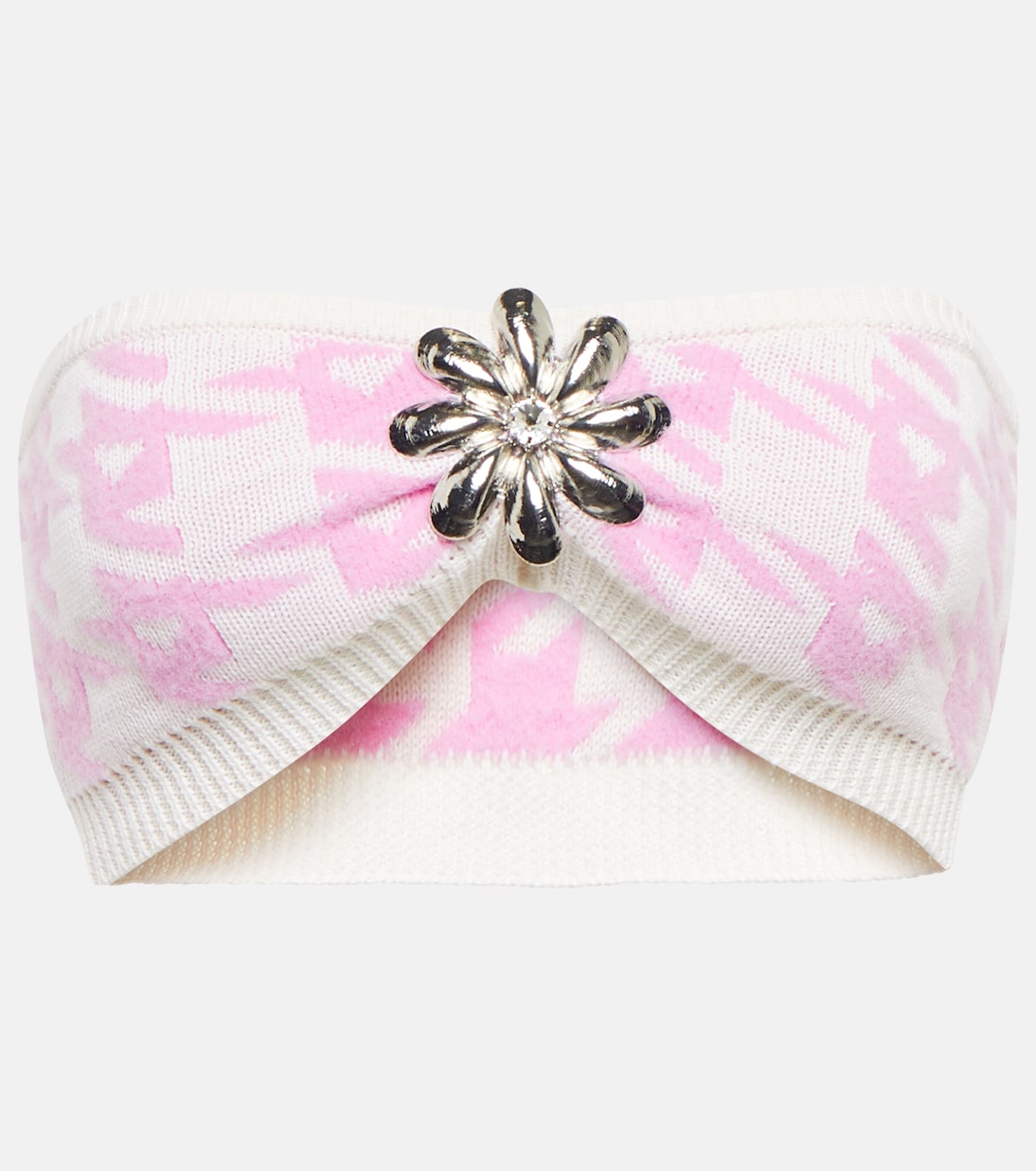Houndstooth wool-blend bandeau top | Area