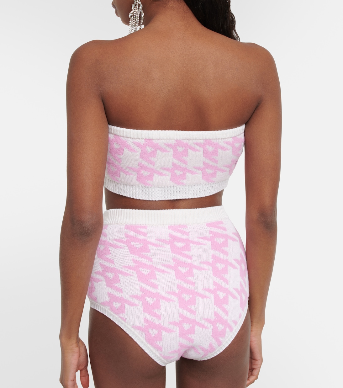 Houndstooth wool-blend bandeau top | Area