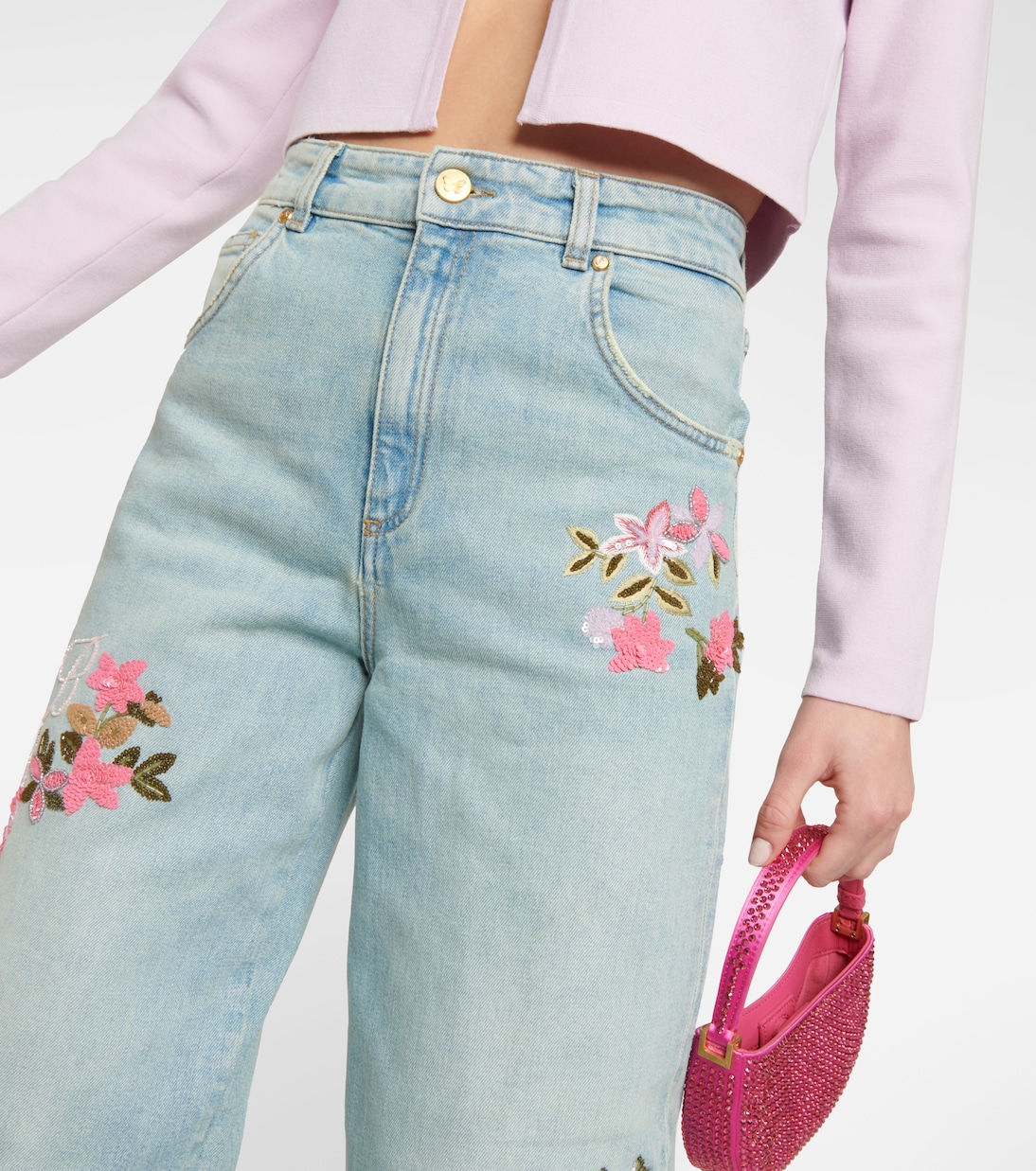 Jeans regular a vita alta con ricamo | Blumarine